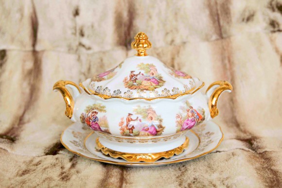 Немецкая супница - террин ручной работы LOVE  STORY