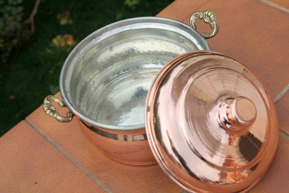 Винтажная Медная полированная кастрюля. 