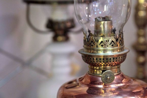 Редкая медная старинная лампа. Европа. Начало 20 века