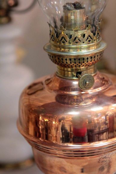 Редкая медная старинная лампа. Европа. Начало 20 века