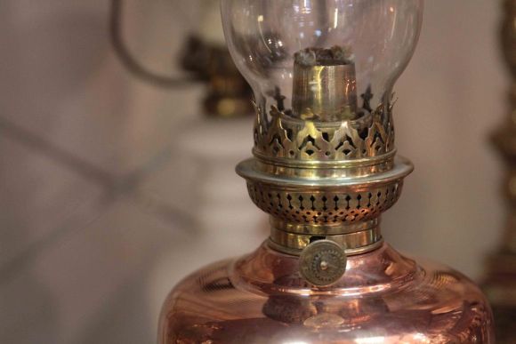 Редкая медная старинная лампа. Европа. Начало 20 века