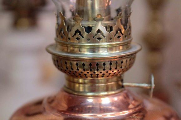 Редкая медная старинная лампа. Европа. Начало 20 века