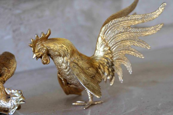 Бои петушков - золоченая латунь. Европа