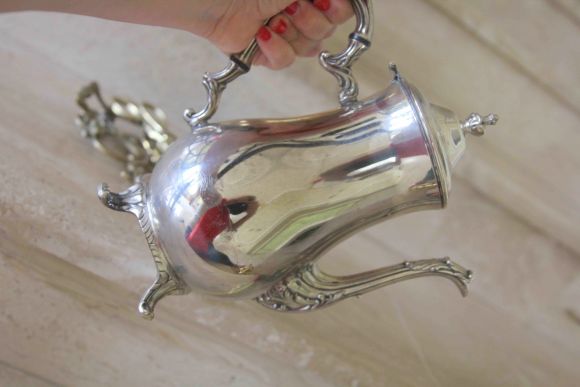 Старинный никелированый кофейник