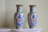 Антикварные фарфоровые вазы роспись. Япония. Начало 20 века