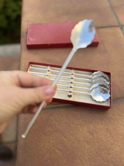 Посеребренные европейские длинные ложечки. Винтаж