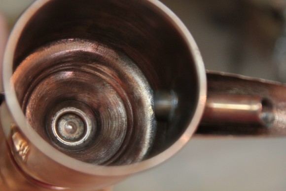 Медная антикварная масленка после реставрации. Европа