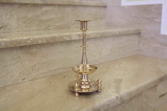 Нарядный антикварный подсвечник с клеймом. Россия. Начало 20 века