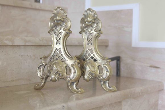 Ажурные бронзовые таганы для камина