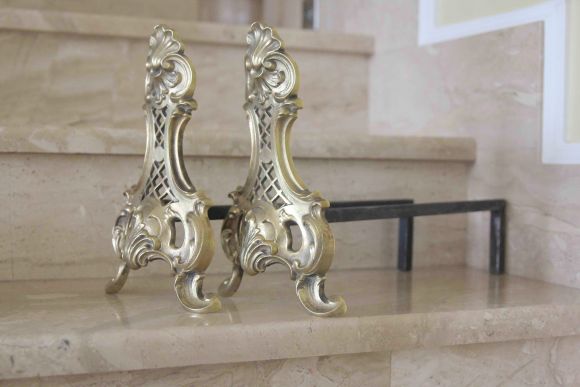 Ажурные бронзовые таганы для камина