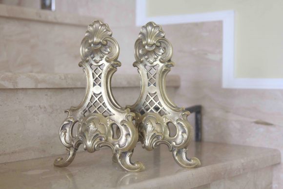 Ажурные бронзовые таганы для камина