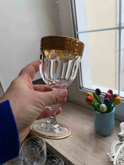 Тяжелые хрустальные бокалы с золотым рисунком ВЕРСАЧЕ