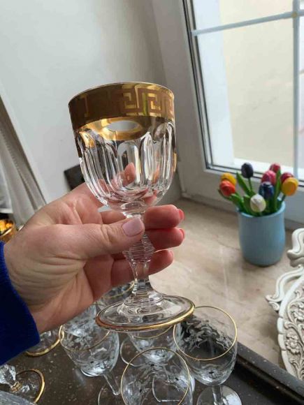Тяжелые хрустальные бокалы с золотым рисунком ВЕРСАЧЕ