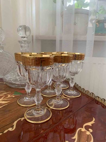 Тяжелые хрустальные бокалы с золотым рисунком ВЕРСАЧЕ