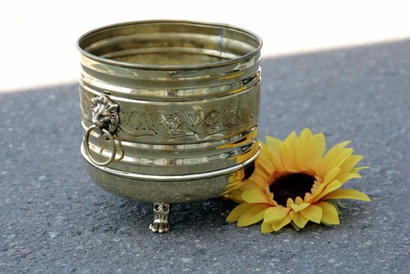 Большое, редкое, красивое кашпо из латуни