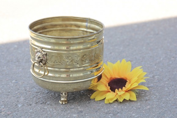 Большое, редкое, красивое кашпо из латуни