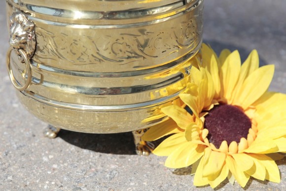 Большое, редкое, красивое кашпо из латуни