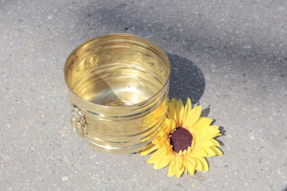 Большое, редкое, красивое кашпо из латуни