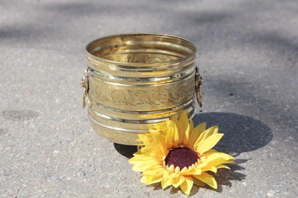 Большое, редкое, красивое кашпо из латуни