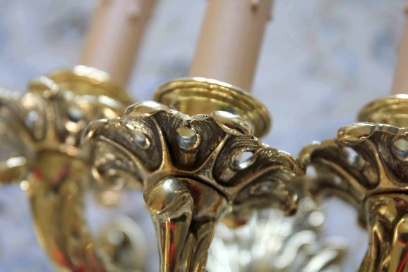 Потрясающие массивные бра на 3 свечи сделаны из латуни