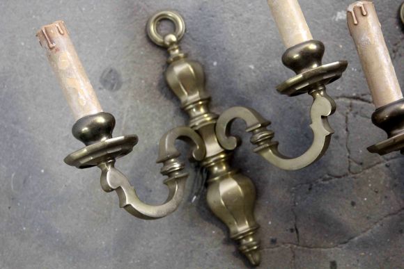 Настенная массивная пара бра в патине