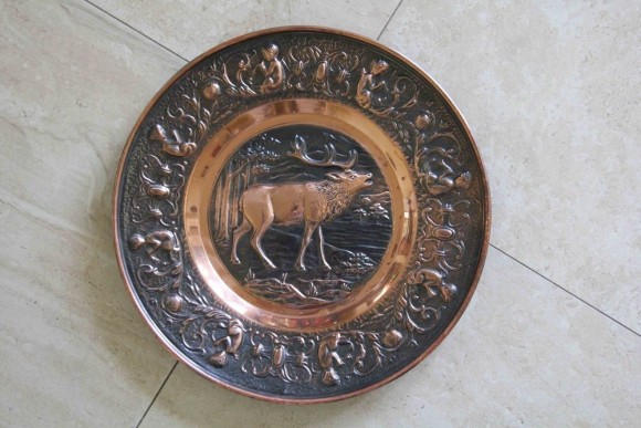 Антикварное настенное панно ЛОСЬ - охотничья тематика