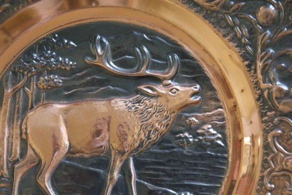 Антикварное настенное панно ЛОСЬ - охотничья тематика