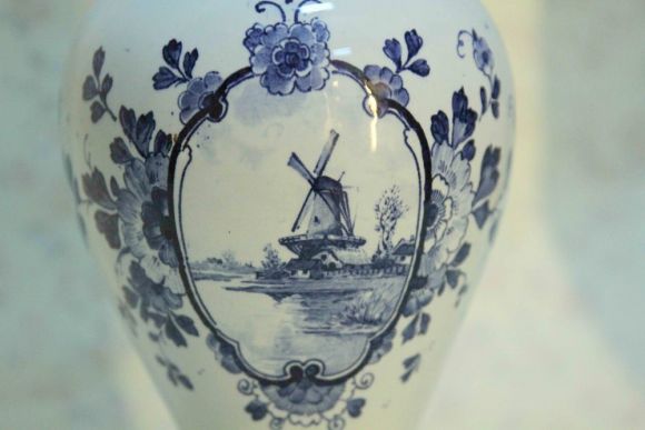 Антикварная ваза с крышкой Делфт. Европа. Начало 20 века