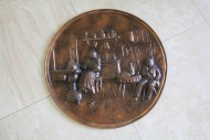 Старинное медное настенное панно СЕМЕЙНАЯ ПАРА