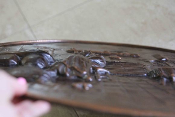 Старинное медное настенное панно СЕМЕЙНАЯ ПАРА