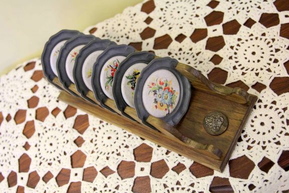 Винтажный набор тарелочек ИЗ ОЛОВА