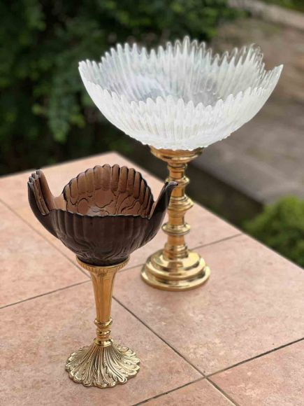 Хрустальная вазочка на латунной ножке