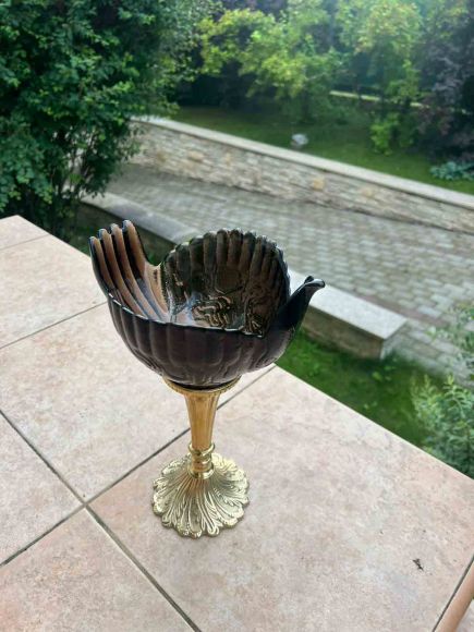 Хрустальная вазочка на латунной ножке