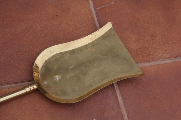 Большой каминный набор из латуни и камня