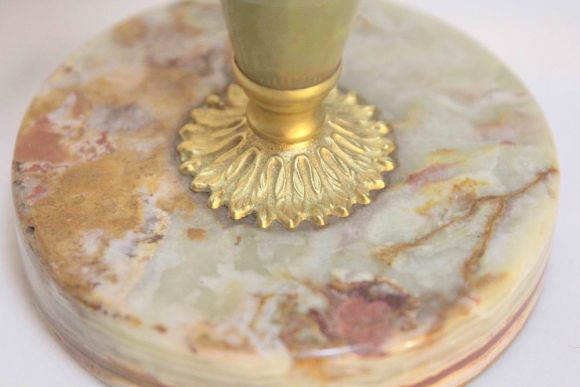 Напольная старинная пепельница из натурального оникса и латуни. Европа. Середина 20 века