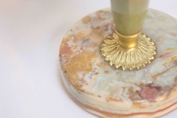 Напольная старинная пепельница из натурального оникса и латуни. Европа. Середина 20 века