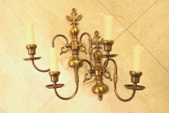 Пара замечательных винтажных бра на 2 свечи