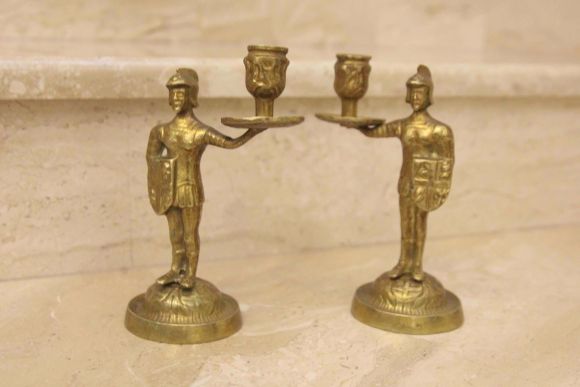 Оригинальные винтажные подсвечники "воин". Европа. Начало 20 века