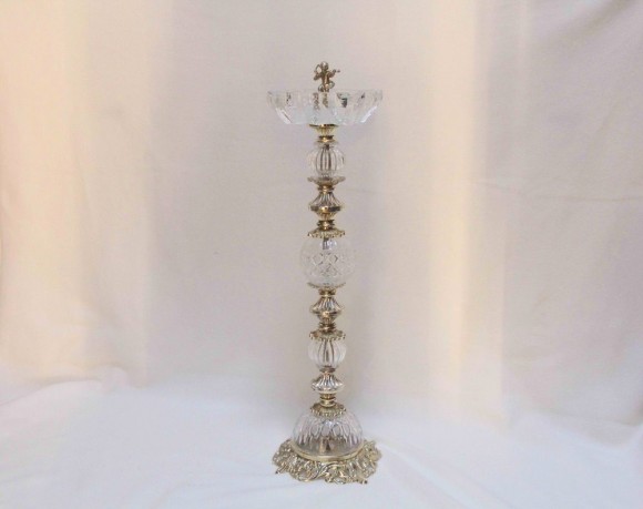 Изящная Напольная пепельница. Хрусталь, латунное литьё. Европа. Начало 20 века