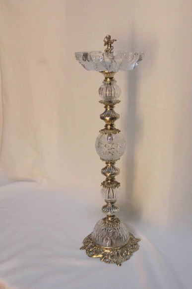 Изящная Напольная пепельница. Хрусталь, латунное литьё. Европа. Начало 20 века