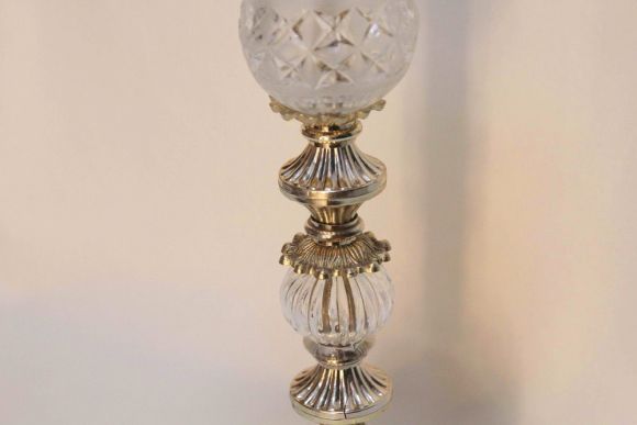 Изящная Напольная пепельница. Хрусталь, латунное литьё. Европа. Начало 20 века