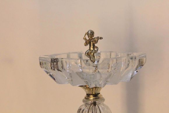 Изящная Напольная пепельница. Хрусталь, латунное литьё. Европа. Начало 20 века