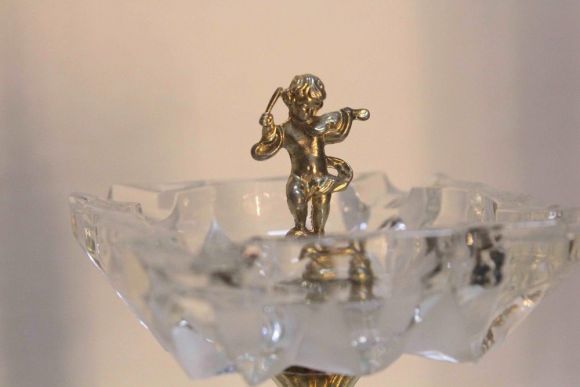 Изящная Напольная пепельница. Хрусталь, латунное литьё. Европа. Начало 20 века