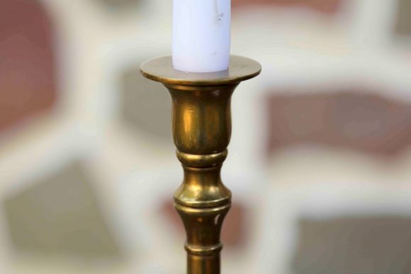 Мощный винтажный подсвечник в патине