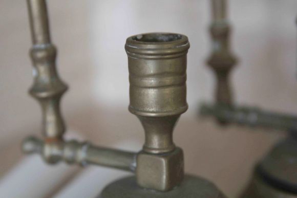 Интересная пара подвесных старинных подсвечников с кольцами