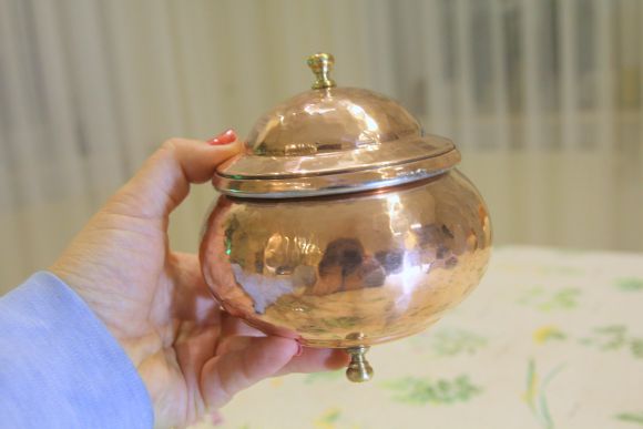 Медная винтажная баночка - сахарница