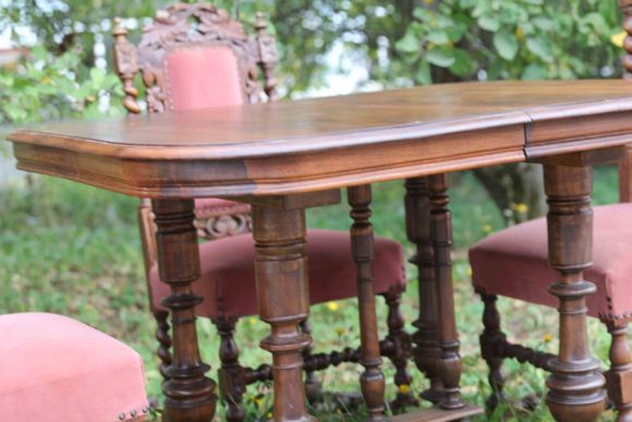 Антикварные стулья с бархатной обивкой нежного цвета