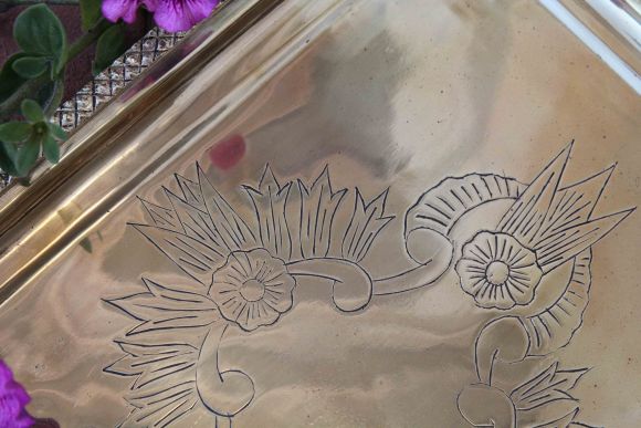 Старинный прямоугольный поднос большого размера