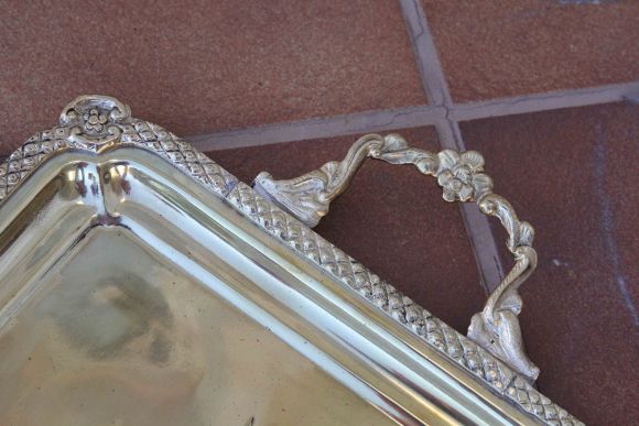 Старинный прямоугольный поднос большого размера