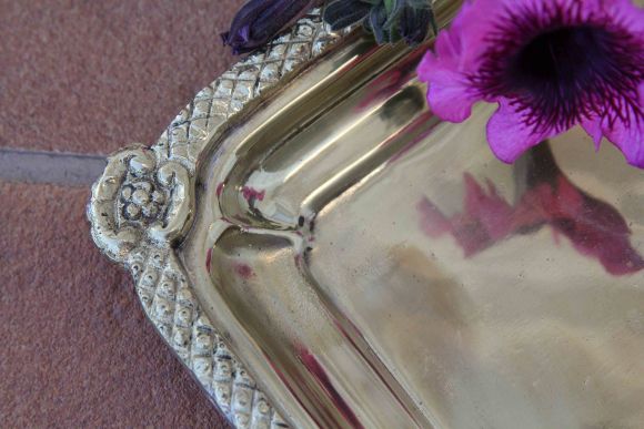 Старинный прямоугольный поднос большого размера